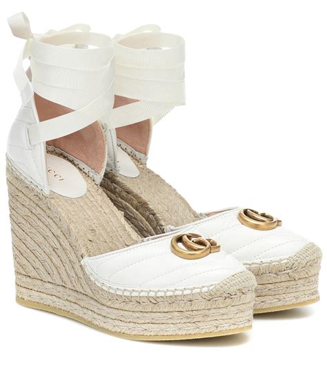 white gucci espadrille|gucci leather platform espadrille.